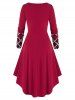 Plus Size High Low Mesh Panel Square Neck Midi Dress -  