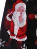 Robe de Noël Imprimée à Epaule Dénudée de Grande Taille à Volants - Rouge 5X