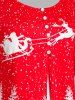 T-shirt Superposé à Imprimé Sapin de Noël et Flocon de Neige de Grande Taille - Rouge 5X
