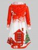 Plus Size Christmas Snowflake Snowman Hoodie Dress -  