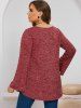 Plus Size Heathered Crisscross Knitted T Shirt -  