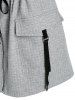 Plus Size Drawstring Zip Faux Fur Collar Pocket Coat -  