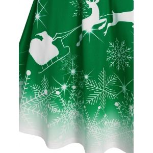 

Christmas Snowflake Elk Print Ombre Color Dress, Medium sea green