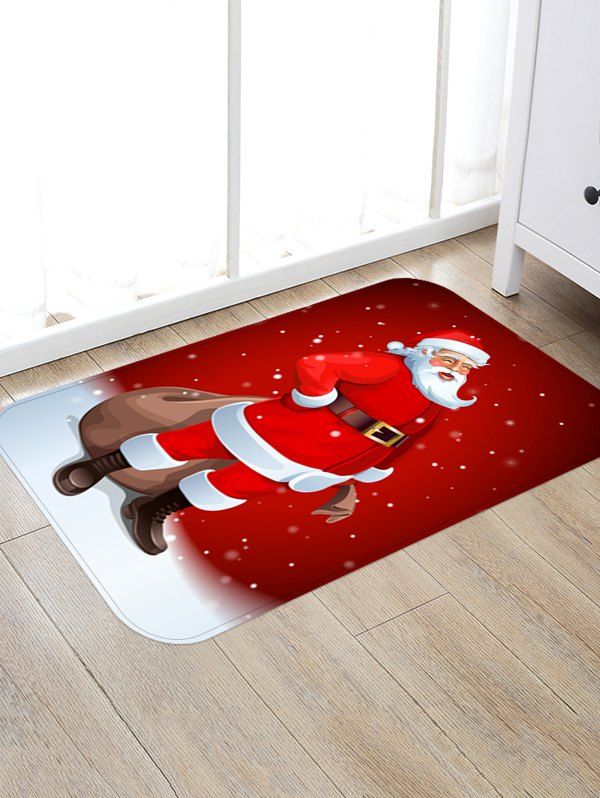 

Santa Claus Print Christmas Decoration Floor Mat, Lava red