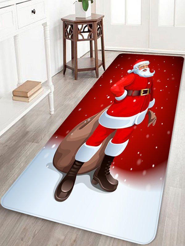 

Santa Claus Print Christmas Decoration Floor Mat, Lava red