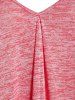 T-shirt Tunique Asymétrique Teinté à Manches Longues Grande Taille - Rose clair L
