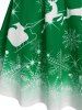 Christmas Snowflake Elk Print Ombre Color Dress -  