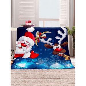 

Digital Printing Christmas Cartoon Elk Santa Blanket, Multi