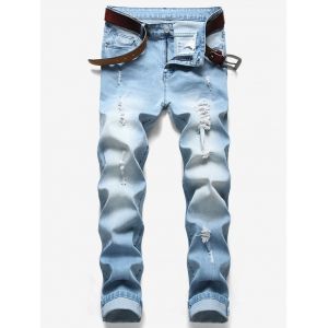 

Long Ripped Distressed Jeans, Silk blue