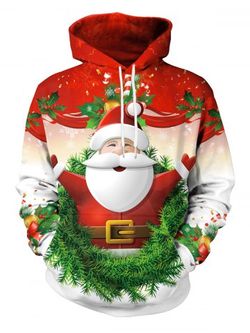 Christmas Santa Claus Candy Pattern Hoodie - RED - M
