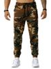 Pantalon Cargo de Jongging à Imprimé Camouflage à Cordon - Vert Armée XXXL