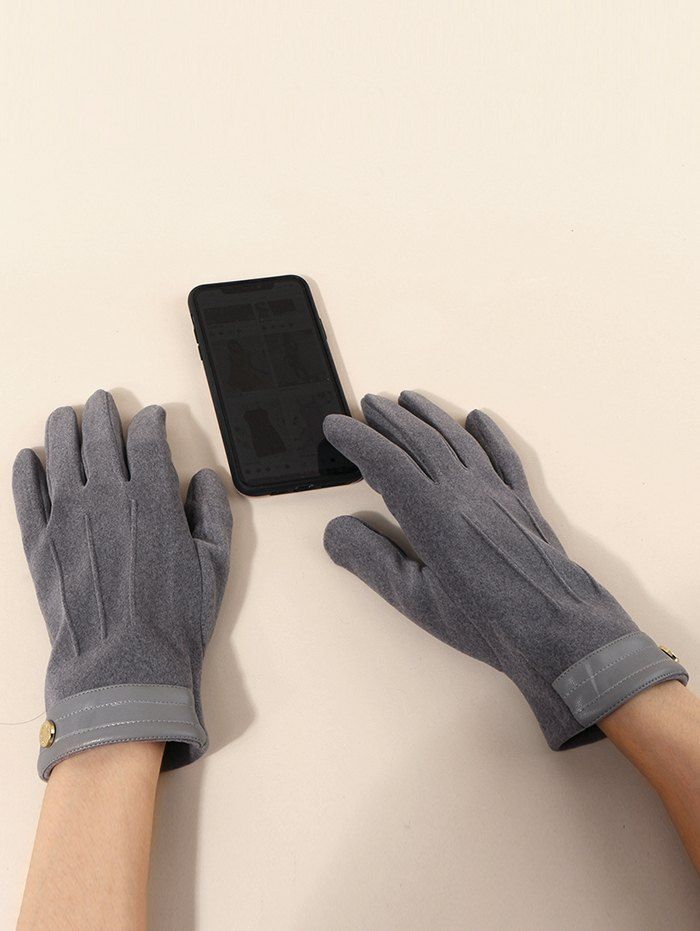 

Button Slip On Solid Gloves, Smokey gray