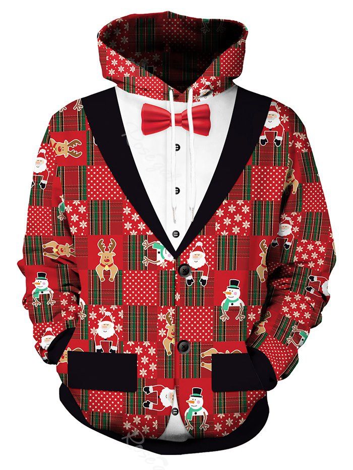 Shops Fuax Tuxedo Christmas Pattern Hoodie  