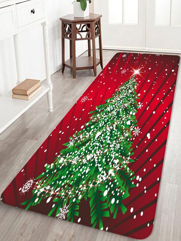 

Christmas Tree Printing Floor Mat, Cherry red