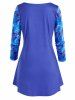 Plus Size Butterfly Printed Round Hem Tunic Tee -  