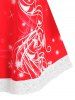T-shirt Tunique à Imprimé Flocon de Neige de Noël Grande Taille à Ourlet en Dentelle - Rouge 3X