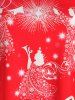T-shirt Tunique à Imprimé Flocon de Neige de Noël Grande Taille à Ourlet en Dentelle - Rouge 4X