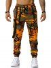 Pantalon Cargo à Bretelle à Imprimé Camouflage à Cordon - Orange XXL