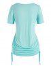 T-shirt Bicolore Superposé à Chaîne Nouée de Grande Taille à Volants - Aigue-Marine Légère 3X