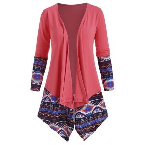 

Draped Front Ethnic Printed Jacket, Light pink