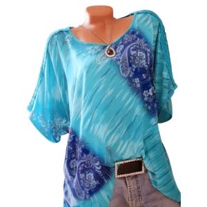 

Plus Size Paisley Print Lace Crochet Tunic T Shirt, Green