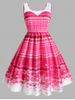 Plus Size Plaid Snowflake Lace Insert 1950s Dress -  