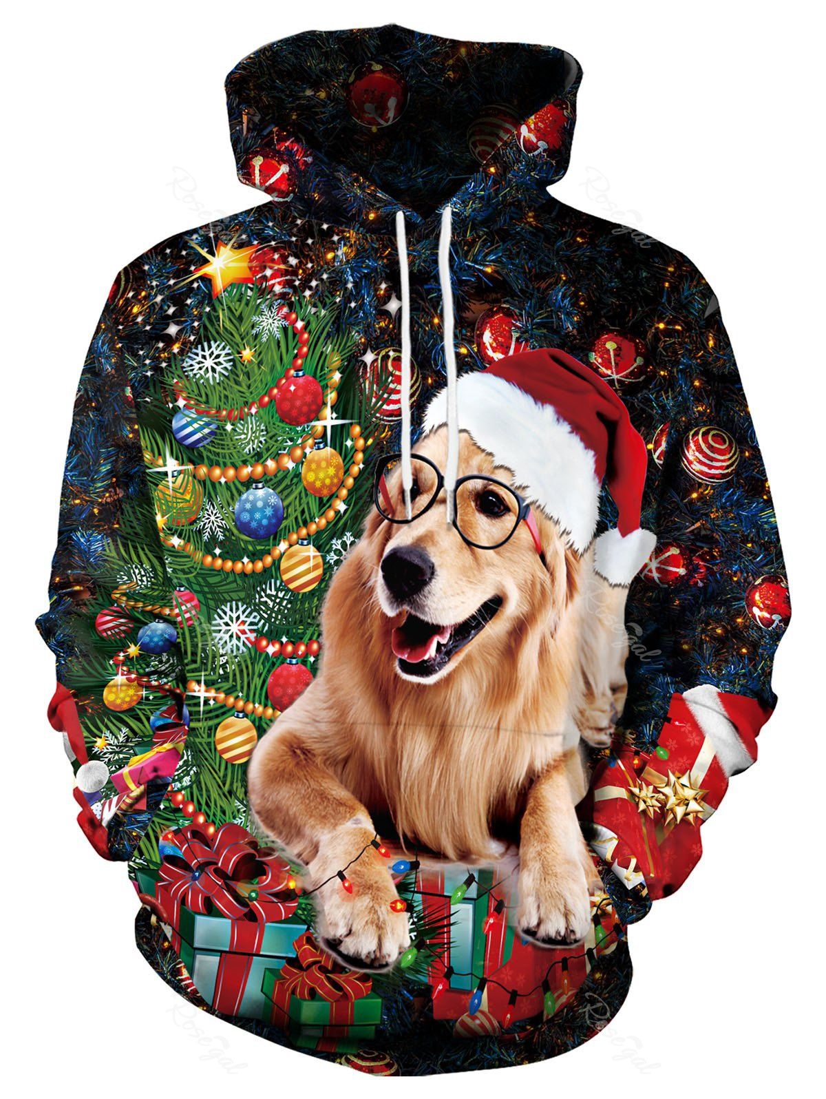 

Christmas Tree Dog 3D Print Hoodie, Black