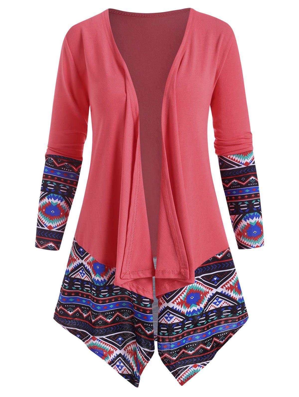 

Draped Front Ethnic Printed Jacket, Light pink