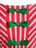 Plus Size Bowknot Off The Shoulder Christmas Print Dress -  