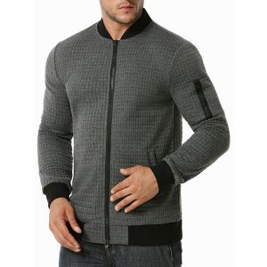 

Plaid Emboss Zipper Pocket Jacket, Dark gray