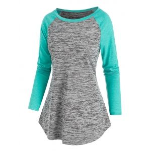 

Contrast Heathered Raglan Sleeve T-shirt, Multi a