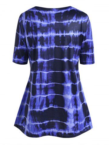 

Plus Size Lace Crochet Tie Dye T Shirt, Blue