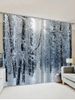 Snow Forest Print Window Curtains -  