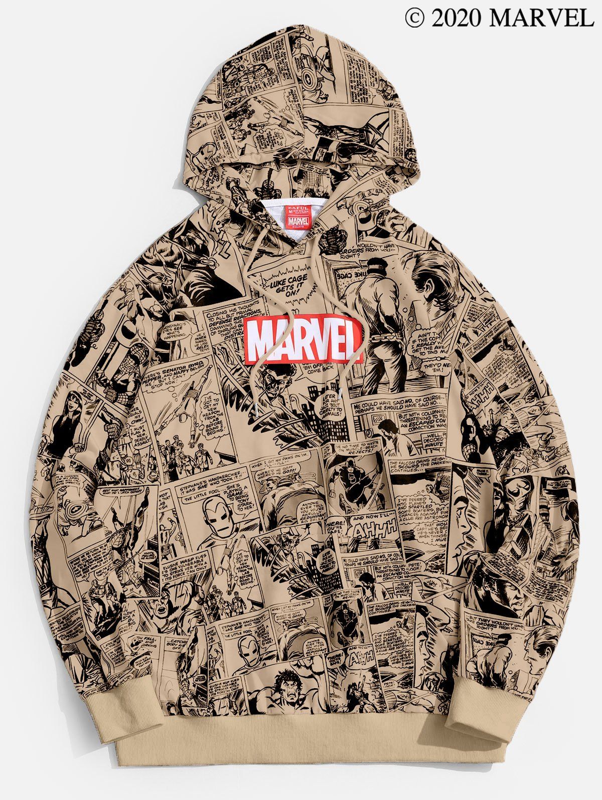 

Marvel Spider-Man Comics Print Kangaroo Pocket Hoodie, Tan