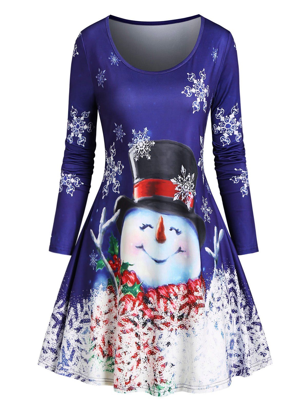 

Christmas Snowflake Snowman T Shirt Dress, Blue