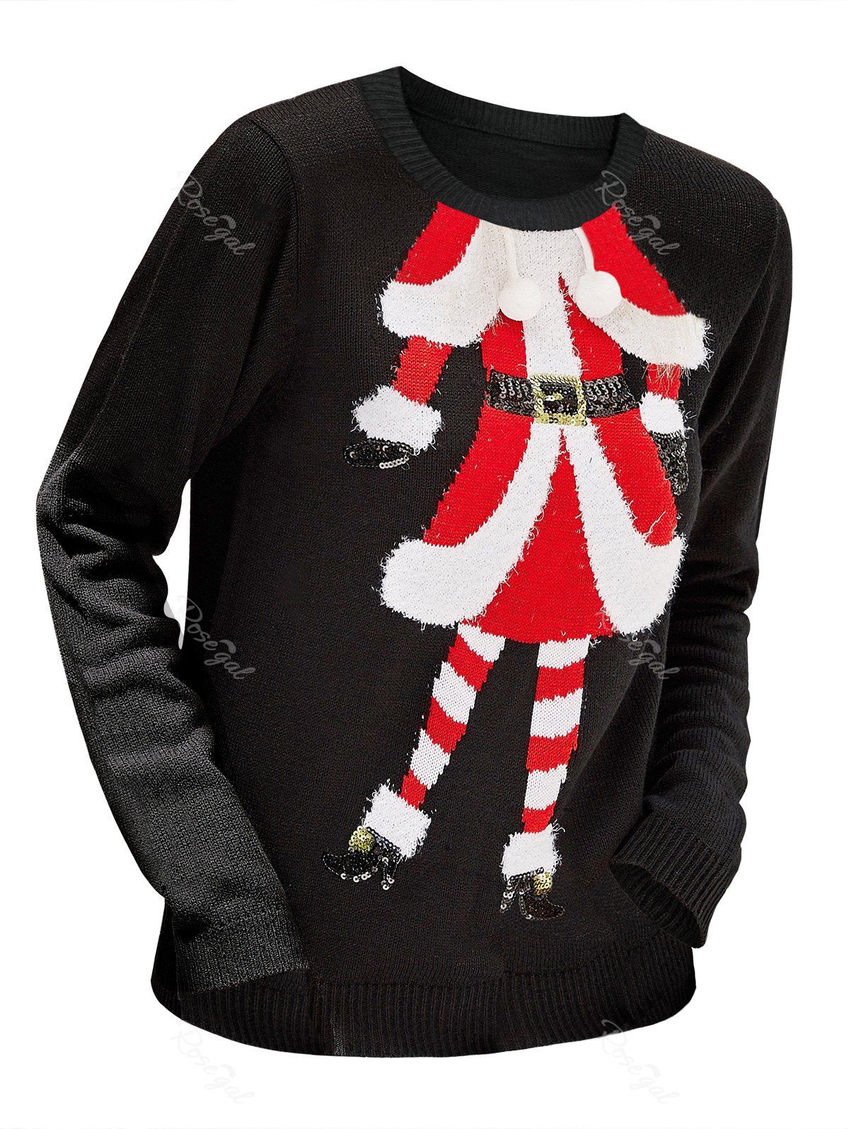 

Plus Size Jacquard Christmas Sweater, Black