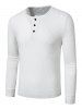T-shirt Henley Côtelé à Manches Longues - Blanc XL