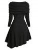 Grommet Plaid Foldover Asymmetrical Dress -  