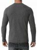 T-shirt Boutonné Jacquard à Col Rond à Manches Longues - Gris Foncé XXL