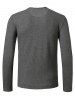 T-shirt Boutonné Jacquard à Col Rond à Manches Longues - Gris Foncé XXL