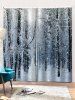 Snow Forest Print Window Curtains -  