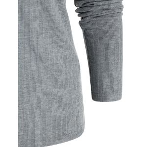 

V Neck Ribbed Mock Button Sweater, Light gray