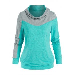 

Contrast Heathered Kangaroo Pocket Hoodie, Multi a