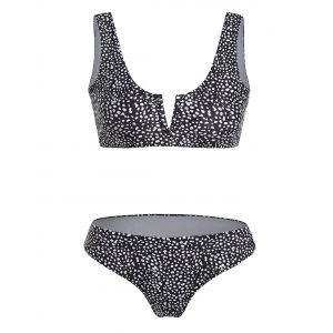 

Dalmatian Print V Wired Padded Bikini Set, Black