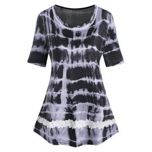 

Plus Size Lace Crochet Tie Dye T Shirt, Black