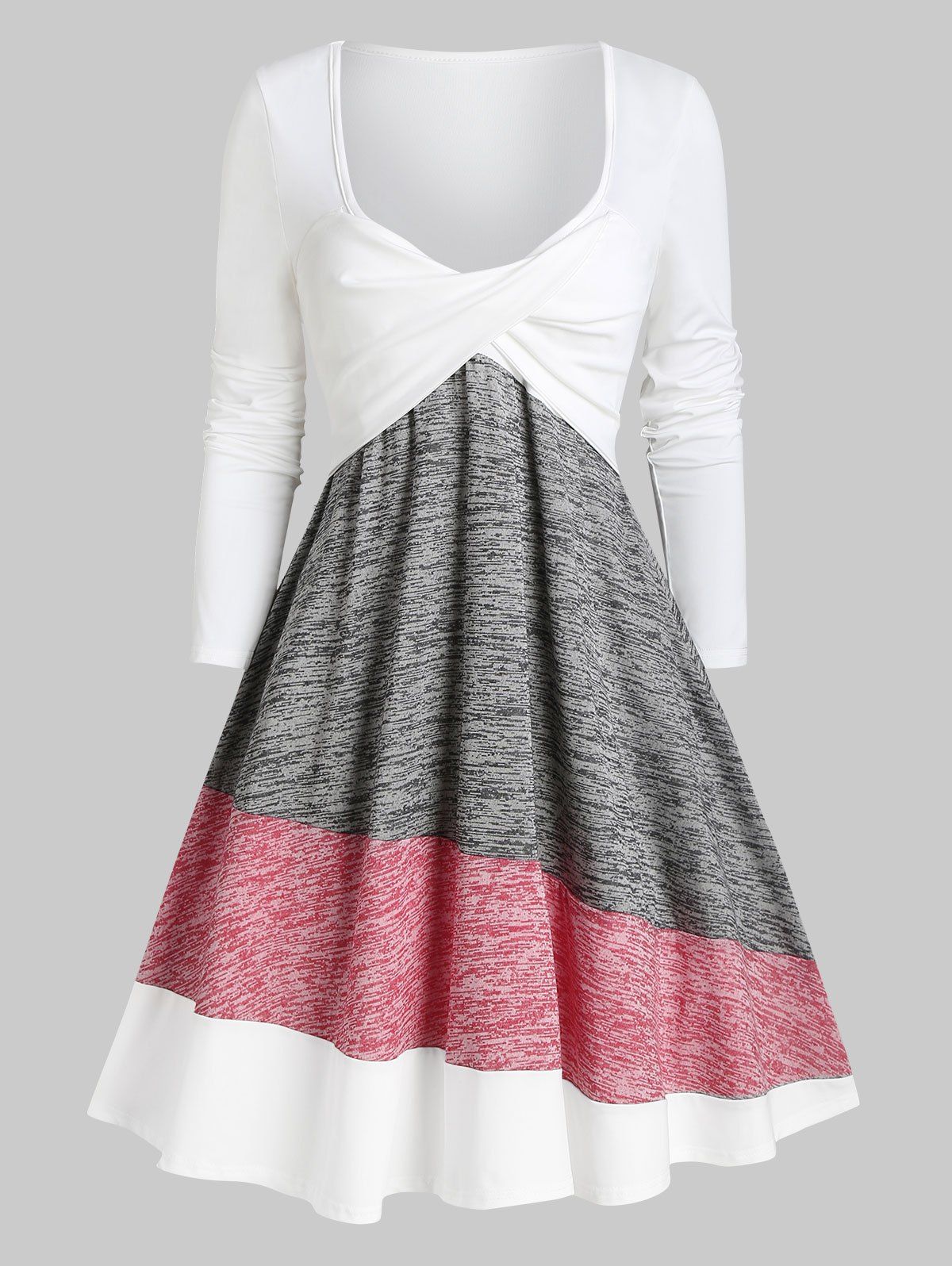 

Colorblock Twisted Plunging Tee Dress, Multi