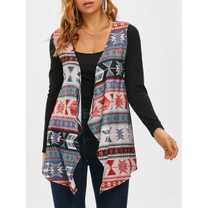 

Tribal Open Front Waterfall Collar Cardigan, Multi