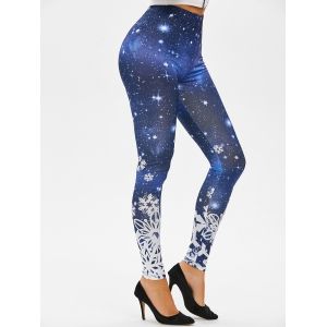 

Christmas High Rise Snowflake Print Skinny Leggings, Blue