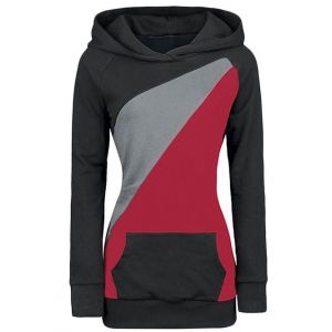 

Plus Size Kangaroo Pocket Colorblock Hoodie, Multi