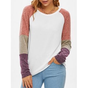 

Colorblock Jersey Knit Long Sleeve T-shirt, White